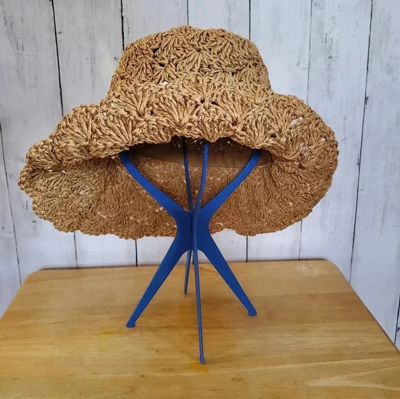 NWOT Lace Ribbon Bow Straw Summer Hat - Picture 3 of 4